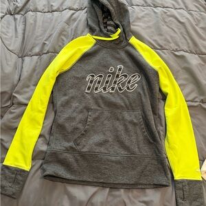 Nike Therma-Fit Gray and Neon Yellow Hoodie